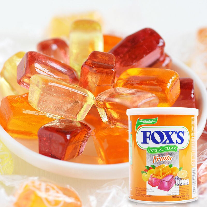 年货节foxs霍士水晶糖水果糖好吃的便宜小零食糖果网红小吃1罐果汁味