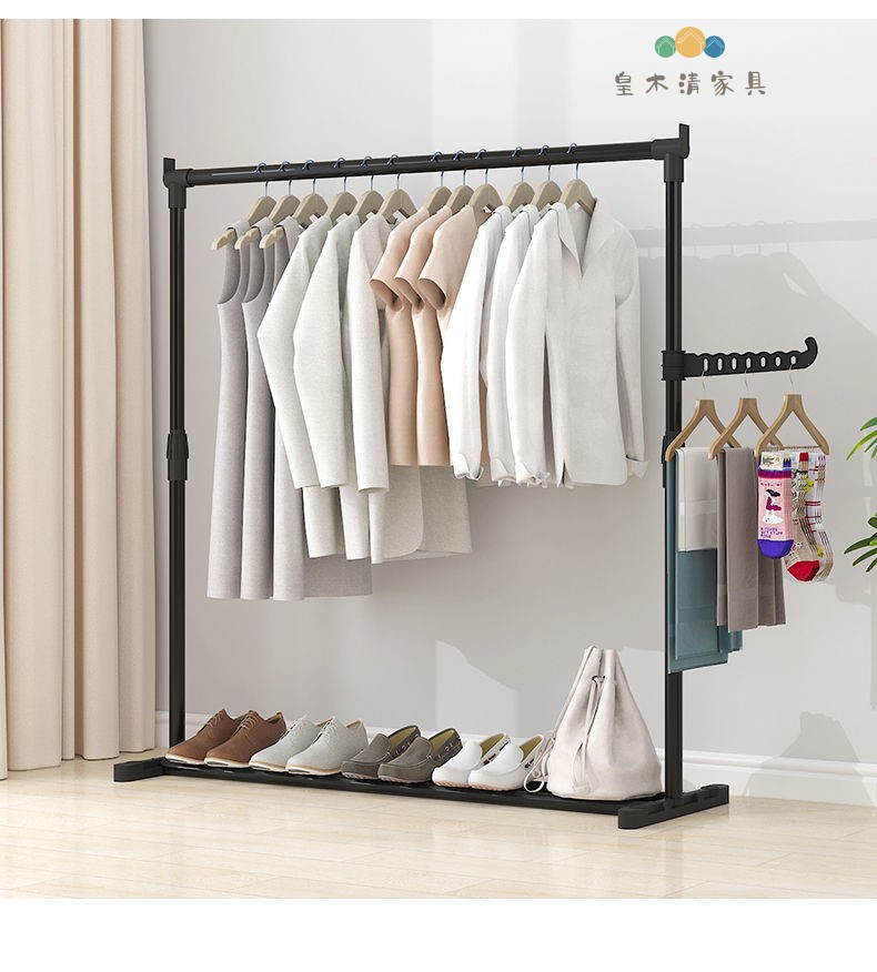 衣架落地卧室家用衣帽架折叠挂衣架室内简易收纳阳台晒衣服架子组装款