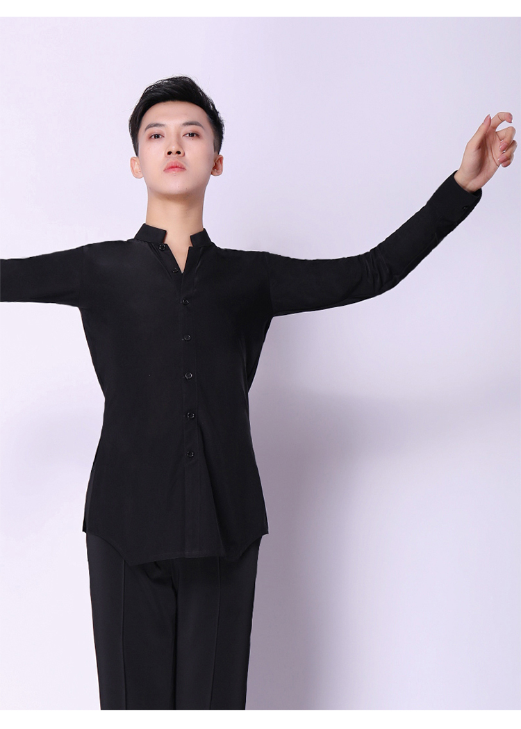 摩登舞男士长袖新款练功服舞蹈服装新款2021男士衬衫成人拉丁摩登演出