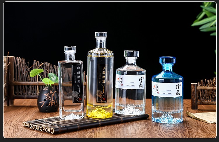酒瓶空瓶白酒瓶透明储酒瓶一斤装好看的玻璃酒瓶子密封存酒瓶透明大山
