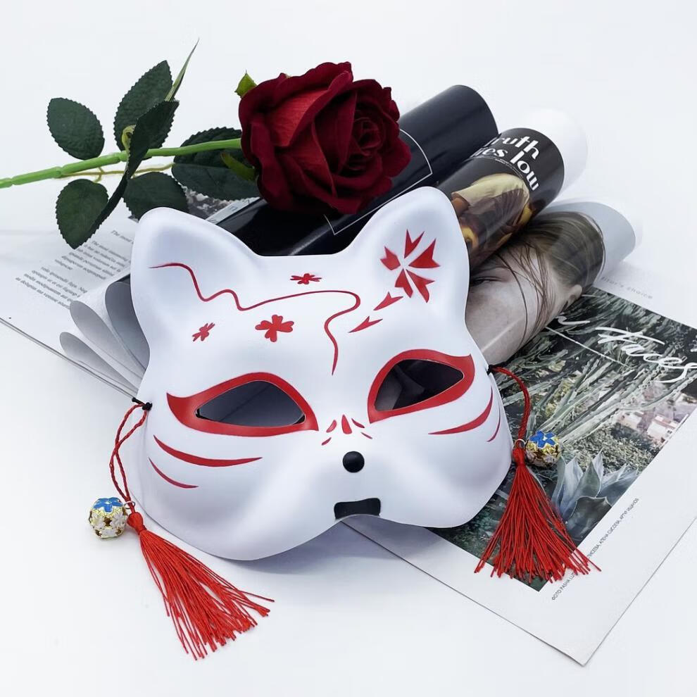 万代狐狸面具半脸女古风面具男帅气节日表演道具风妖狐狸面具化妆舞会