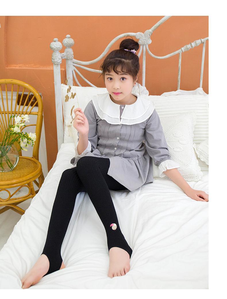 女童打底裤春秋棉加厚宝宝刺绣踩脚连袜儿童加绒冬外穿洋气连裤袜