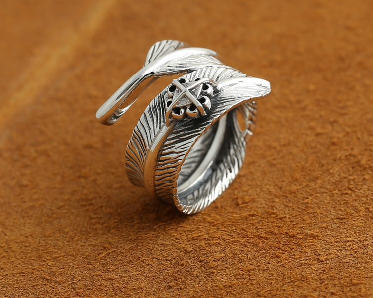 钟秀925银泰银高桥吾郎goros开口羽毛戒指复古楚乔传赵丽颖同款 5