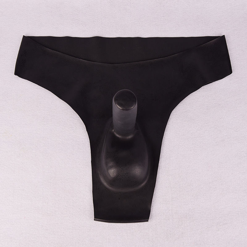 男士透明乳胶内裤性感带套丁字裤男情趣内裤益阳裤囊袋一片式安全裤