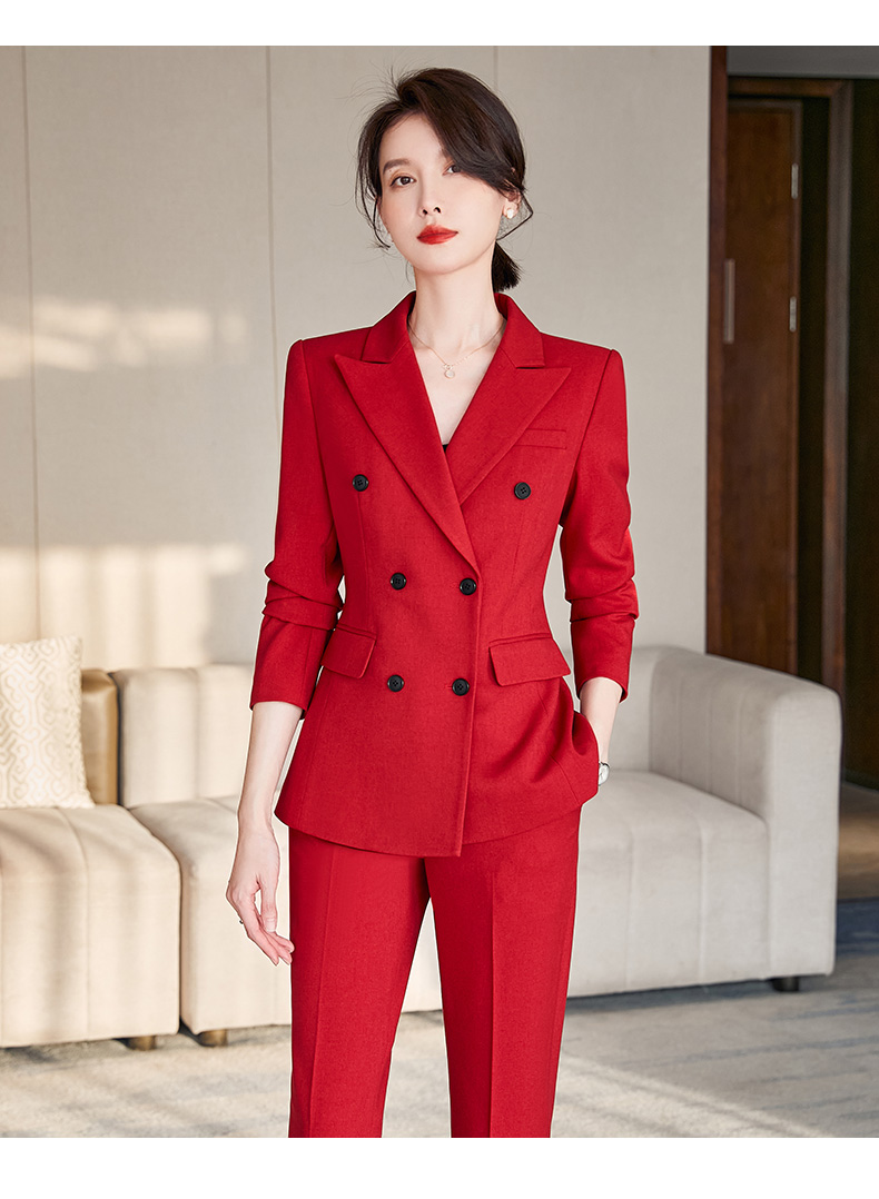 罗蒙romon【旗舰官方店】春夏季职业西装套装女红色轻熟职业装活动