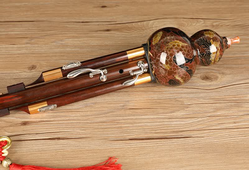 王大叔加键葫芦丝景泰蓝大红酸枝黑飘红老红木cbb/gf高端演奏 黑飘红