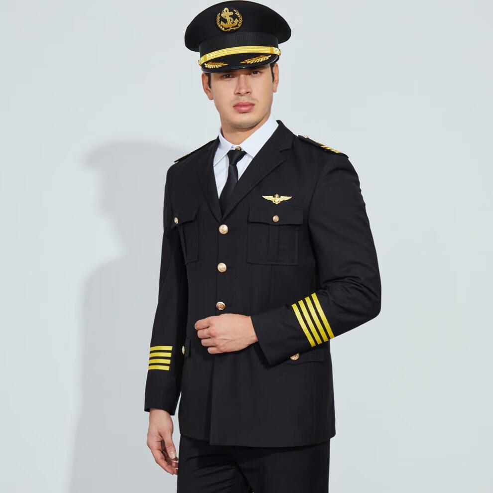 船长海员制服衬衫西装海军航运游艇水手轮机长男黑色西装演出保安外套