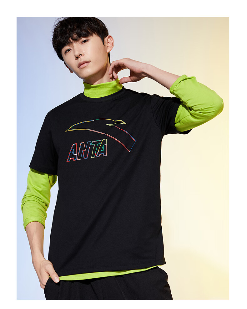 安踏短袖男2022夏季情侣t恤宽松运动体恤上衣半袖棉白色针织衫官方