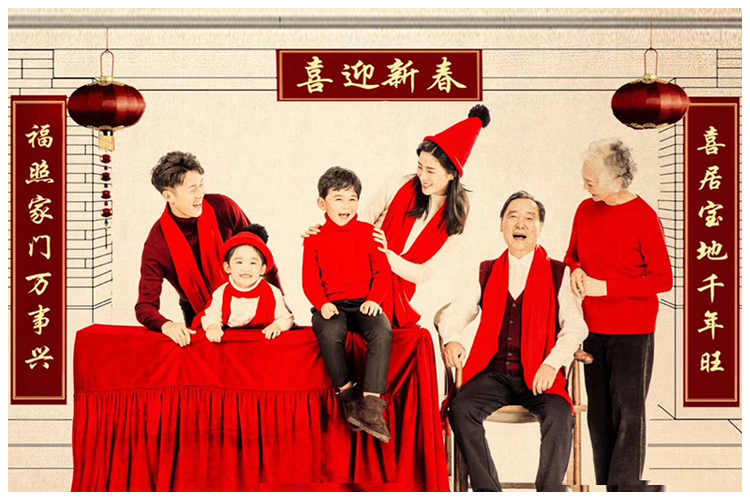 新春拜年装饰挂件全家福照拍照道具儿童影楼摄影拍摄新年道具过年红色