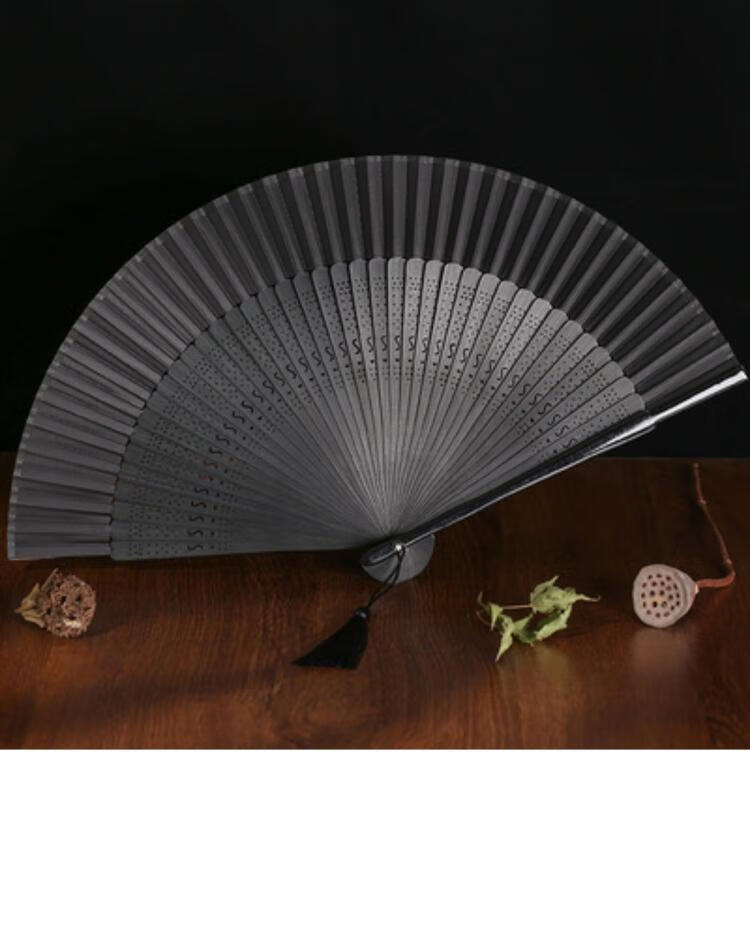 防身复古风钛合金折扇乌金铁扇扇子男生霸气钛合金扇子钢扇简约现代
