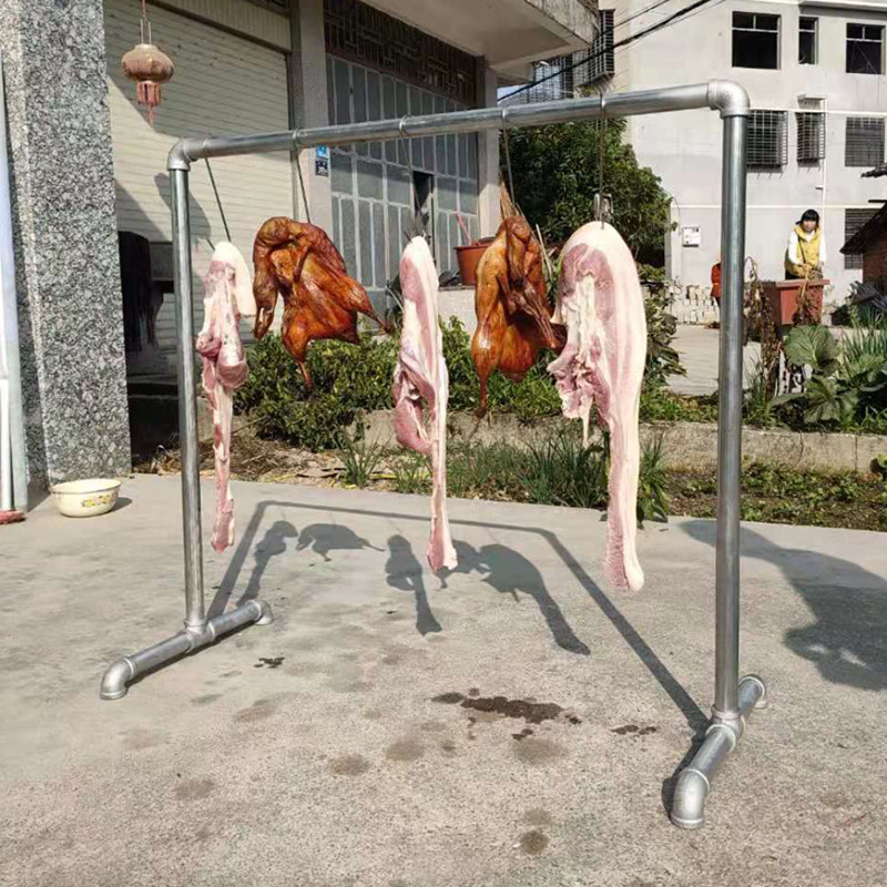 挂腊肉家用小型晾晒羊肉架子烘烤卖咸杀猪肉挂钩货架杆子 长100高120