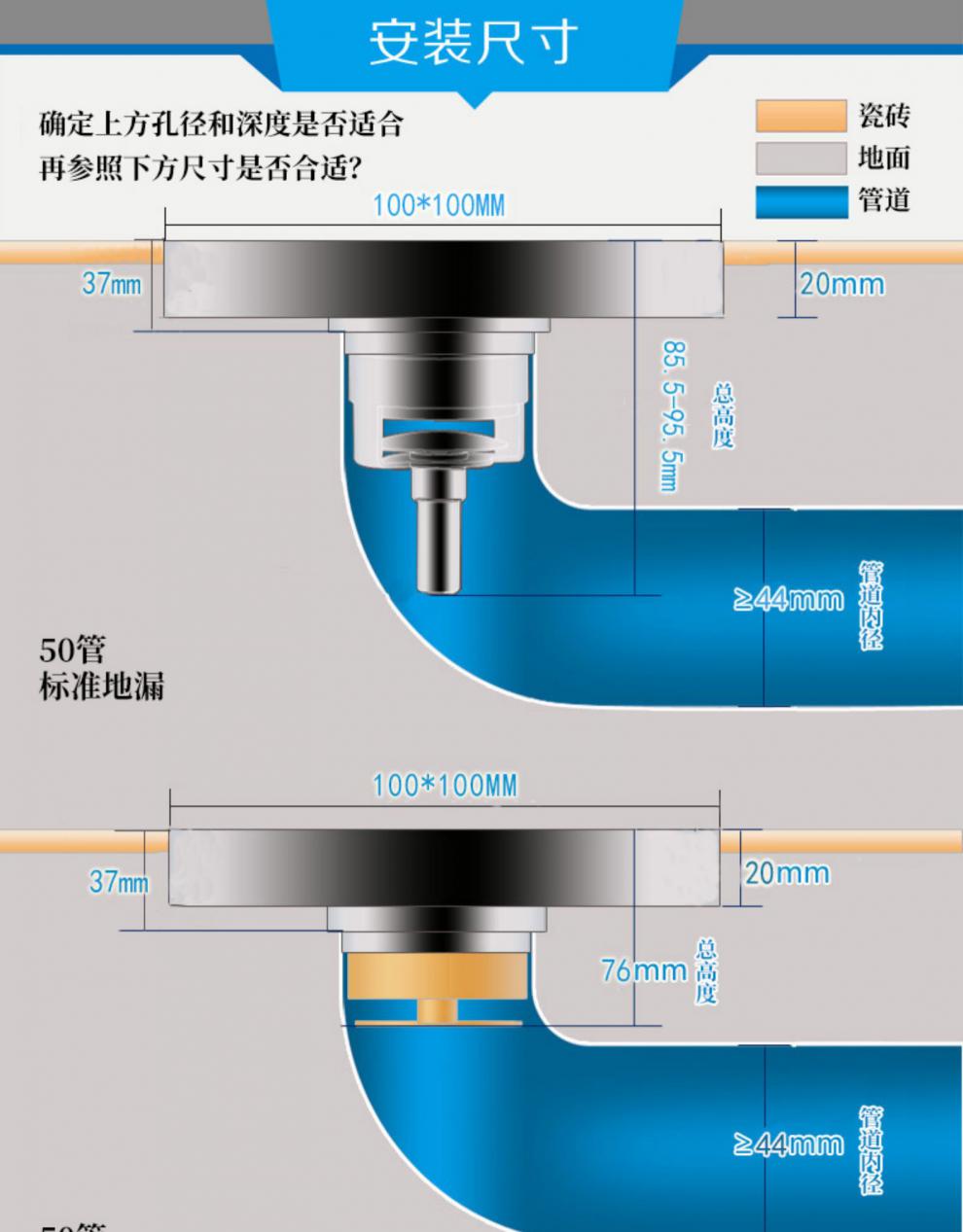 返必克地漏返必克隐形地漏黑色防返水高端镶砖全铜防臭磁悬浮卫生间
