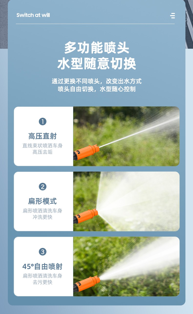 小米(mi)生态同款无线高压水枪充电洗车机锂电池车用家用便携电动喷水