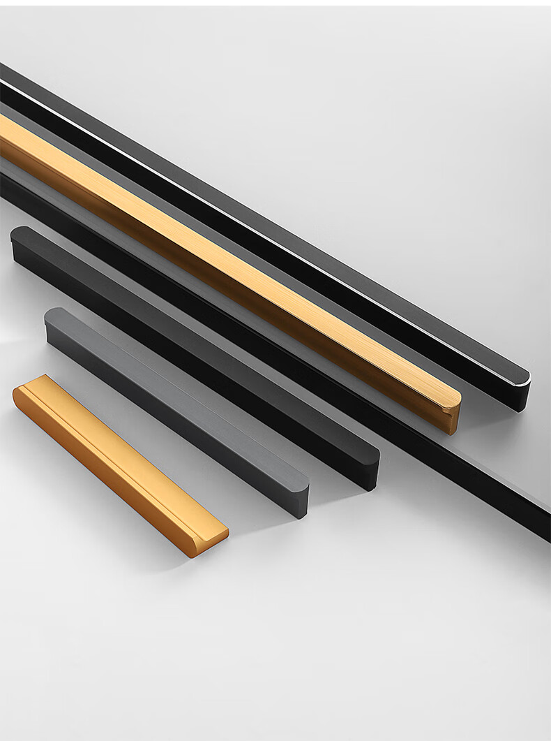 现代简约t型圆头金色橱柜门拉手灰色黑色铝合金加长1米衣柜门把手