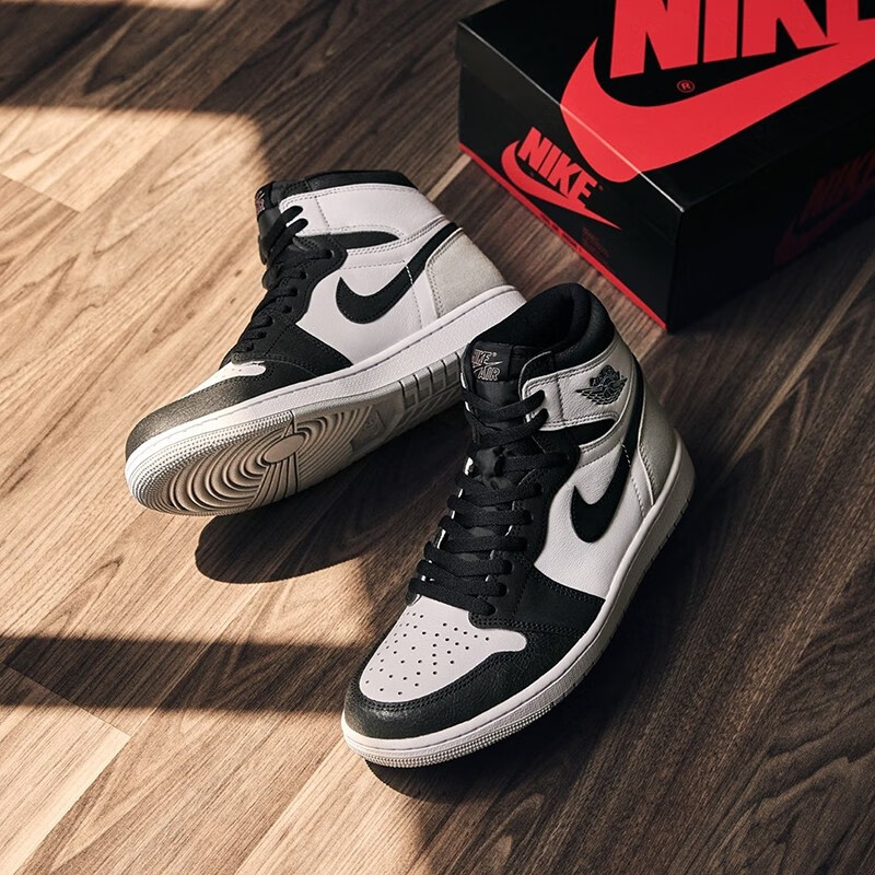 耐克nike air jordan 1 high aj1黑灰脚趾男子高帮篮球鞋 555088-10