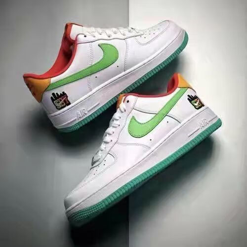 2022新款空军一号涩谷限定白绿新配色低帮板鞋ins超火学生百搭鞋 af1