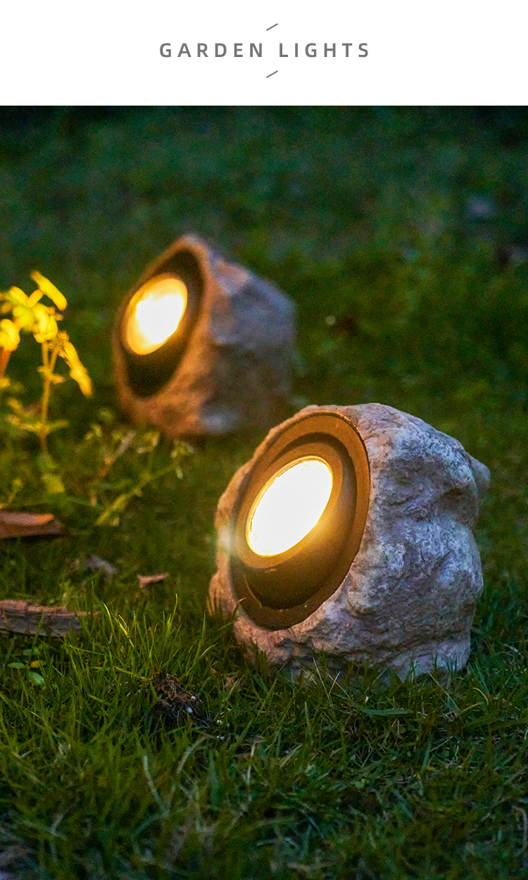 太阳能草坪灯 太阳能户外灯庭院灯花园布置仿真石头小院子装饰草坪景