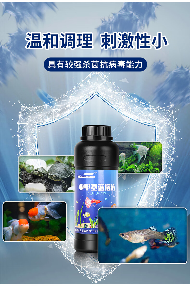 亚甲基蓝水族鱼专用鱼药白点病水霉病白点净金鱼药观赏鱼专治溶液