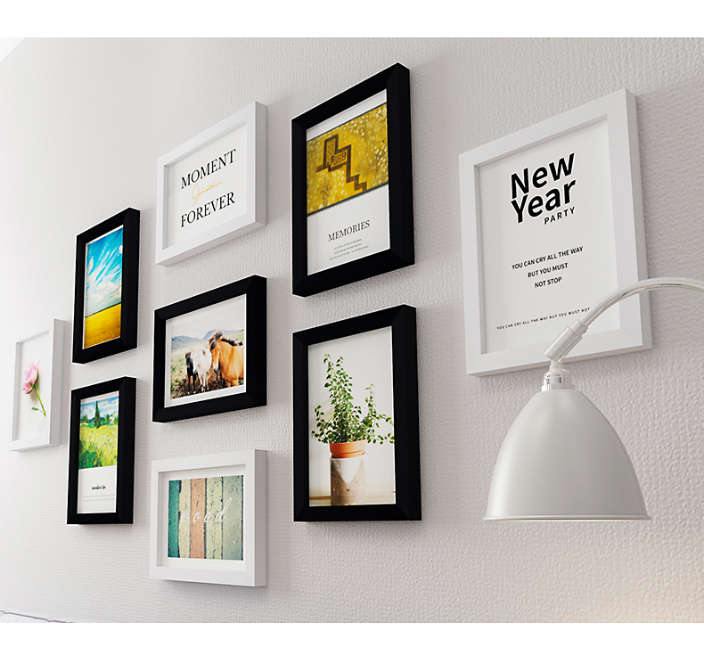 照片墙相框挂墙免打孔567810寸客厅卧室组合框装饰九宫格 白色照片墙
