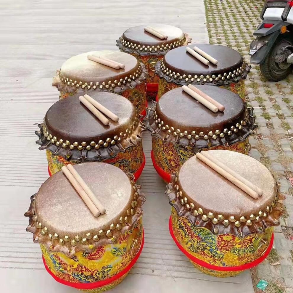 儿童舞狮鼓狮鼓醒狮鼓牛皮鼓头层牛皮狮鼓黑牛皮鼓小狮鼓12寸