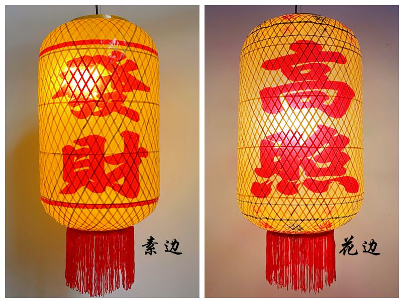2022新款竹编油纸灯笼 手工竹编传统油纸灯笼灯潮汕定制黄色吊灯罩