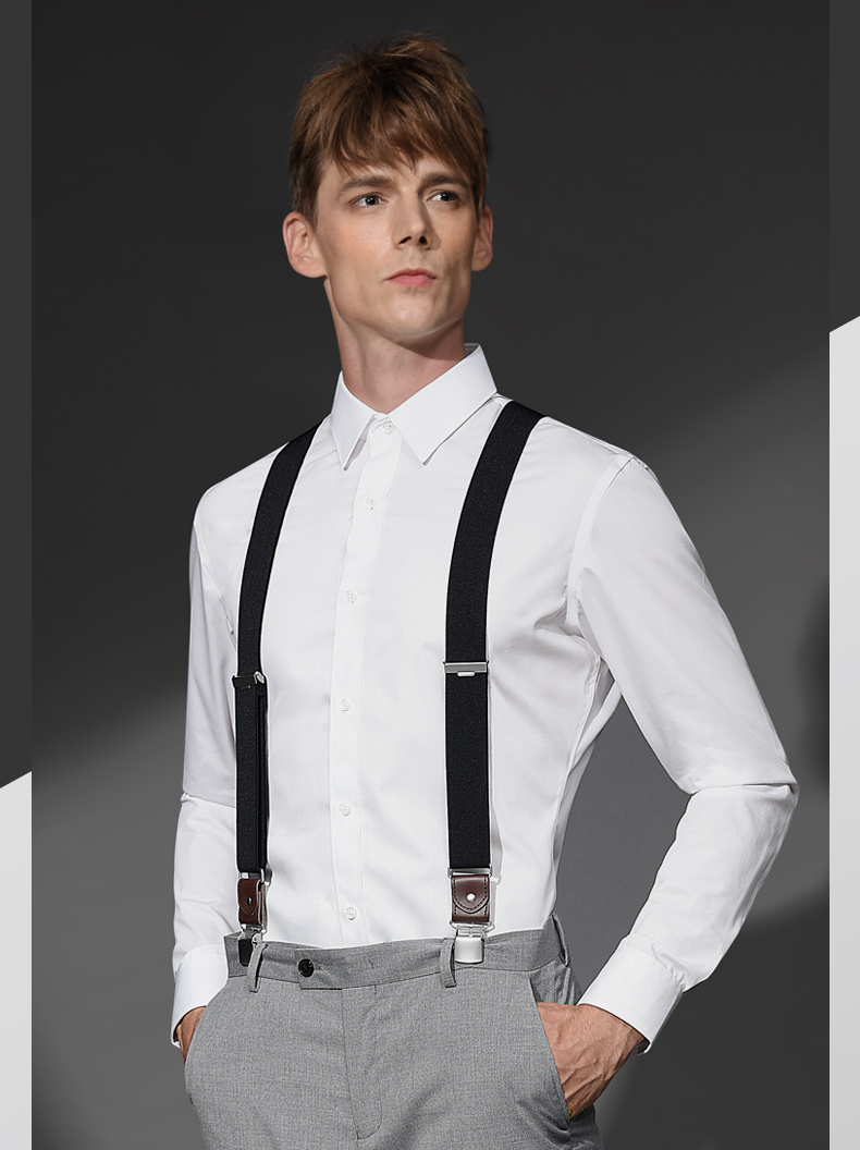 花花公子官方旗舰男士西裤背带夹男式背带男吊带裤子男士西装西裤复古