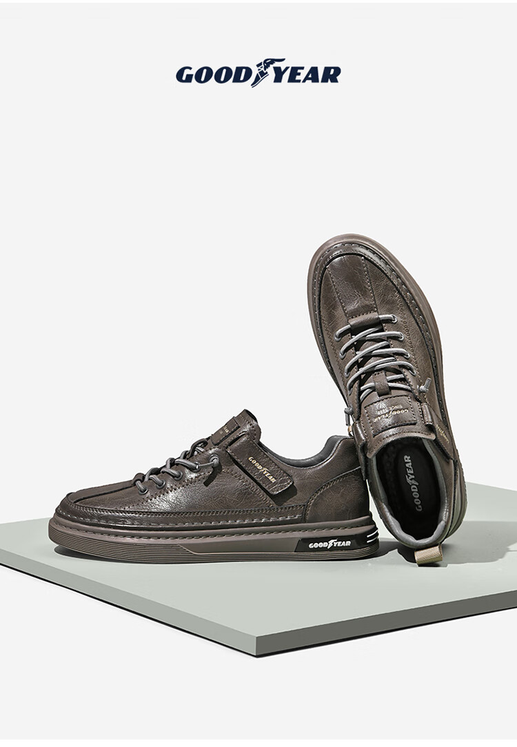 固特异男鞋时尚休闲潮鞋低帮免系带鞋子男青年日常百搭板鞋个性小黑鞋