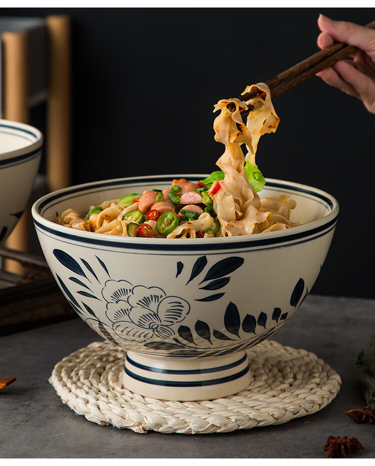 陕西大老碗老关中特制陶瓷大碗 大号汤面碗老式 怀旧陕西裤带碗油泼面