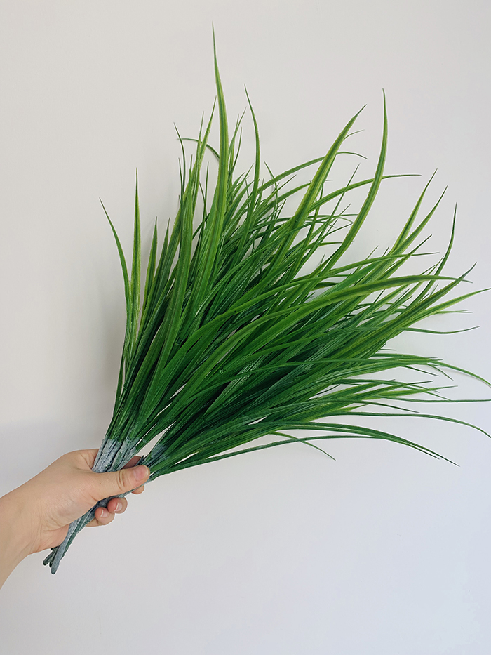 秧苗麦苗塑料假青草水草韭菜叶工程装饰舞蹈道具假稻谷 3叉绿色稻草苗