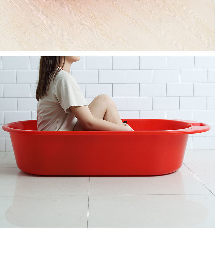洗澡盆圆形特大号塑料大红盆子多用圆形洗澡盆洗衣被