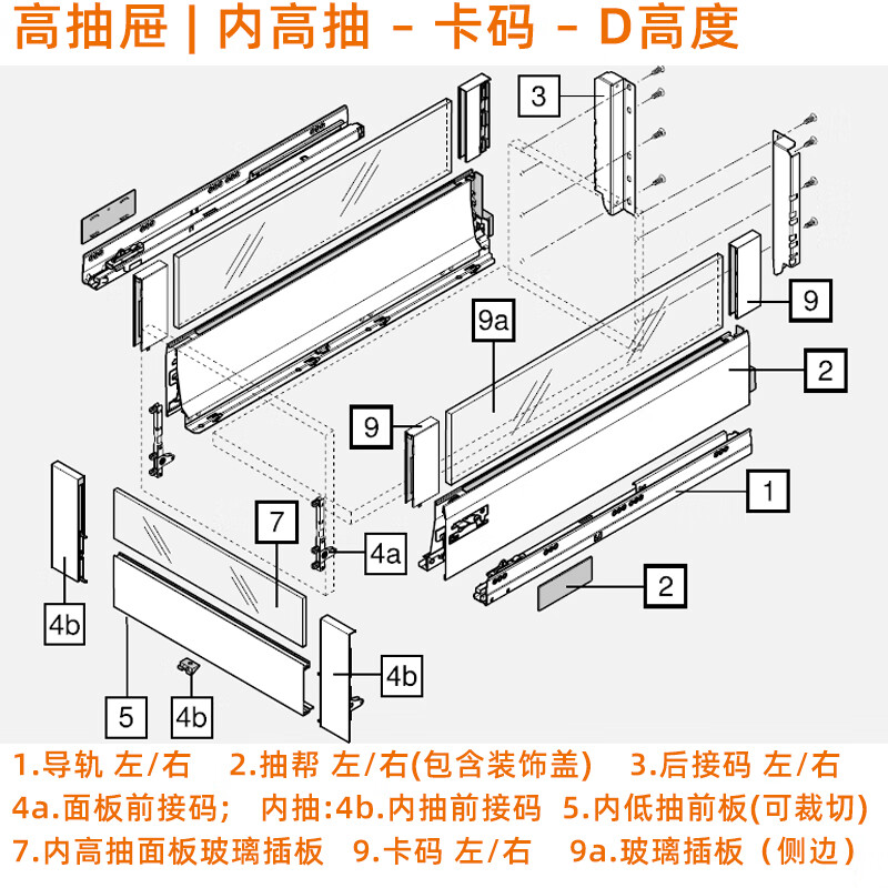 百隆方杆抽屉百变星骑马抽拉阻尼款豪华金属抽帮丝光白子母抽屉进口