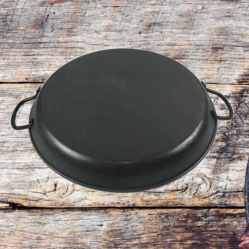 铁锅煎饼锅摆摊商用大号平底锅煎包熟铁锅无涂层传统老式双耳36cm锣锅