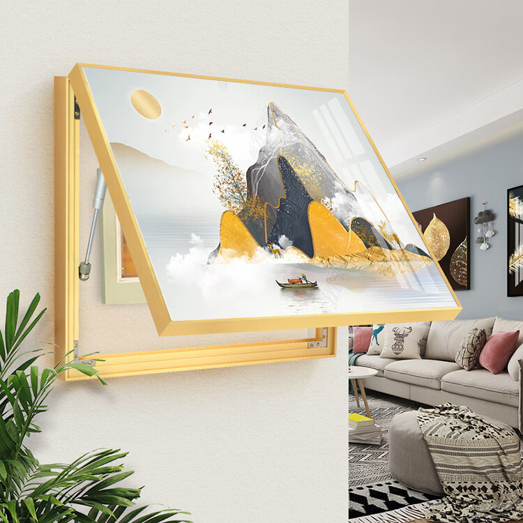 电表箱装饰画遮挡挂画配电箱免打孔可推拉现代简约轻奢客厅画9222月色