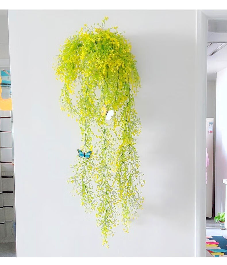 仿真金钟柳壁挂植物客厅墙面装饰室内绿植壁挂花藤垂吊藤条假藤蔓大号