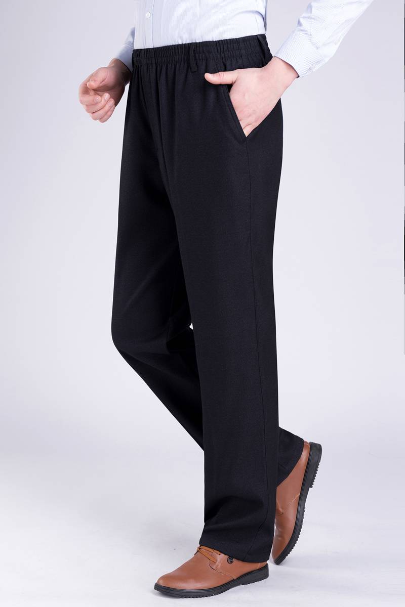 南极人春秋厚款松紧腰直筒男肥佬大码中年裤厚长裤男士男式老人宽松