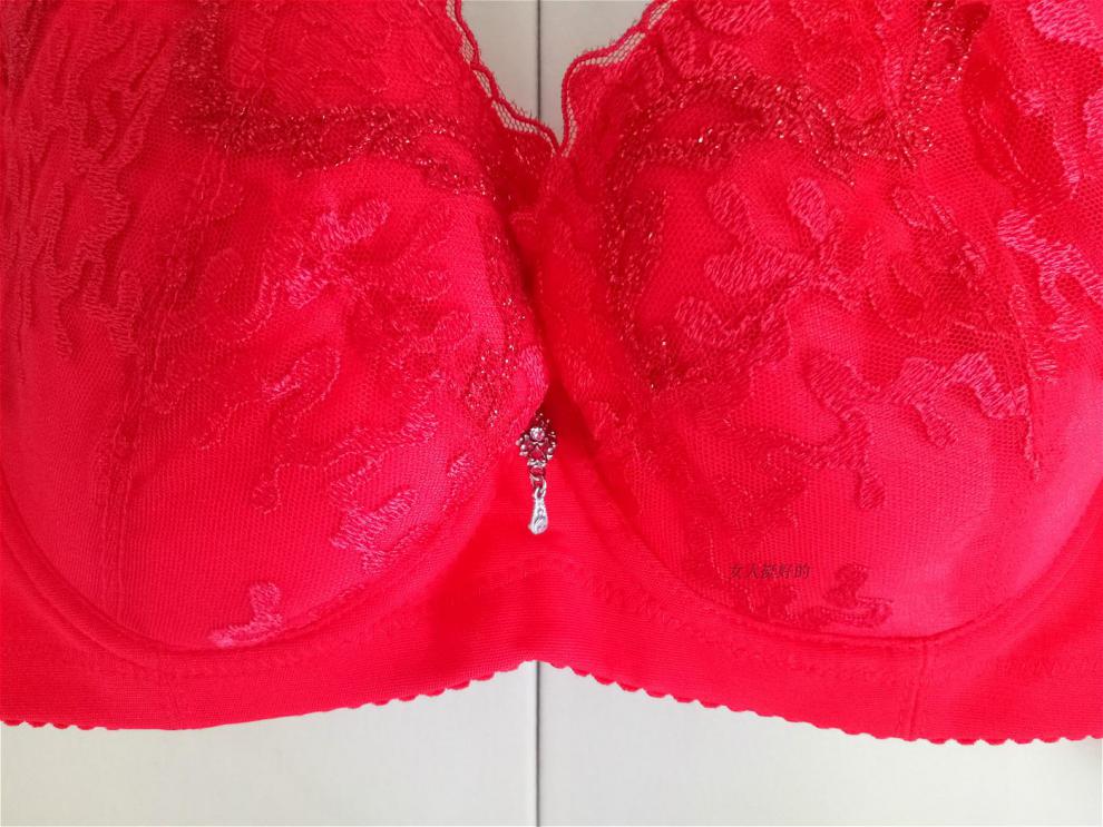 专柜ms大罩杯薄杯调整型收副乳文胸cd杯薄棉杯 8252-1红色 85c【图片