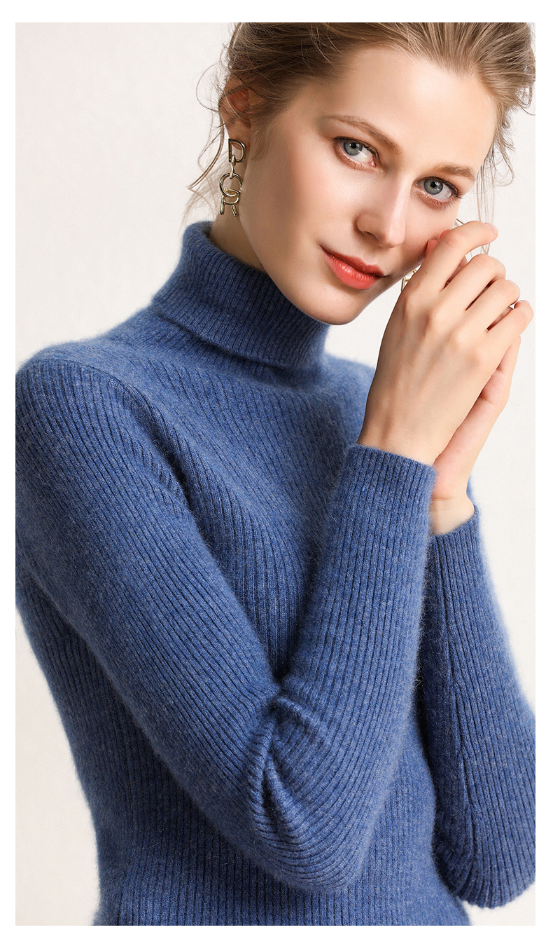 梦特娇专柜同款秋冬新款高领纯羊绒衫女套头修身百搭加厚毛衣打底针织