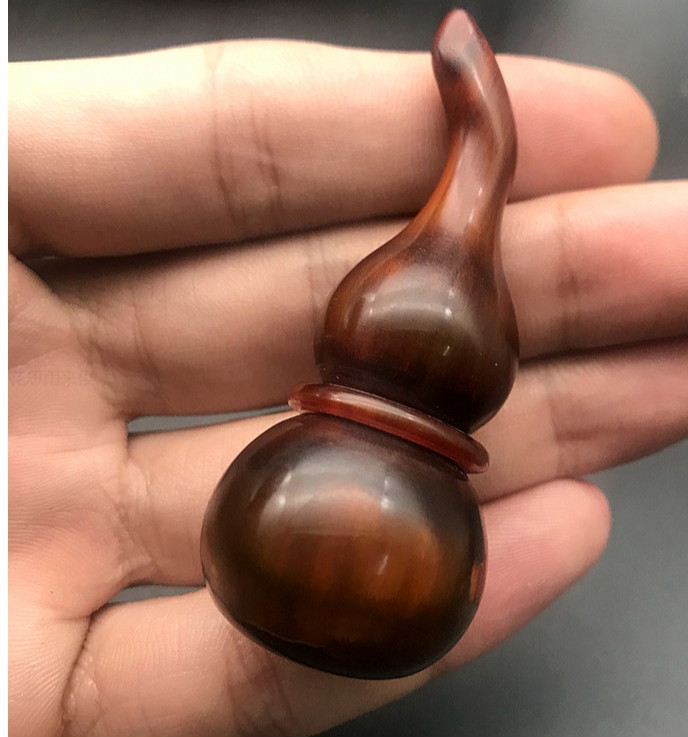 牛角把件牛角葫芦手把件摆件挂件天然古玩文玩角雕精雕刻男士随身手玩