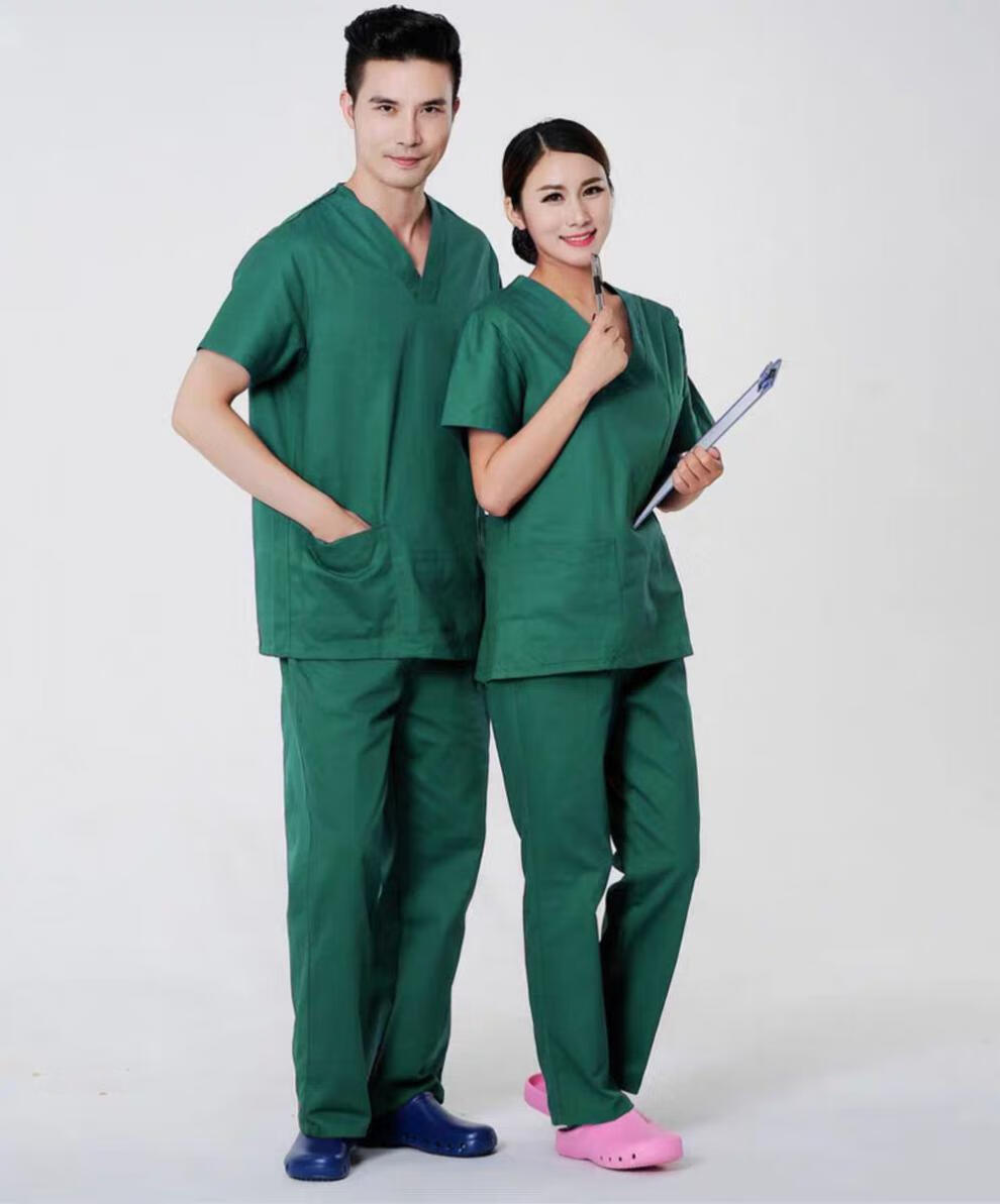 哲别洗手衣女医生服棉男刷手服短袖美容师医院手术室工作服 女款洗手