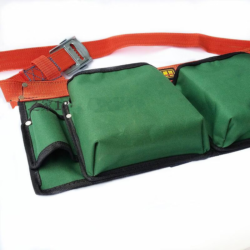 加厚工具腰包建筑工人工具腰挂袋木工钉子包绿帆布多功能腰兜双兜木工