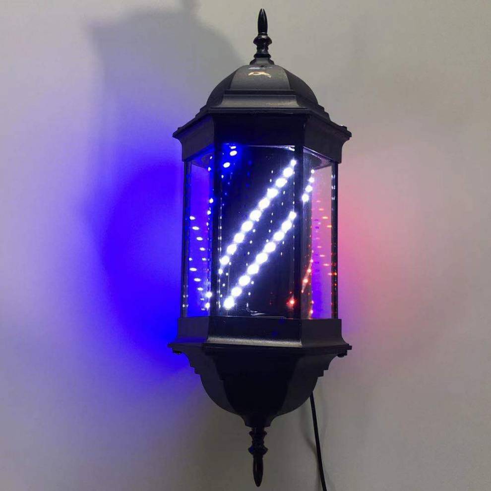 理发店旋转灯美发店六角复古小蛮腰理发店挂墙式智能省电加亮led转灯