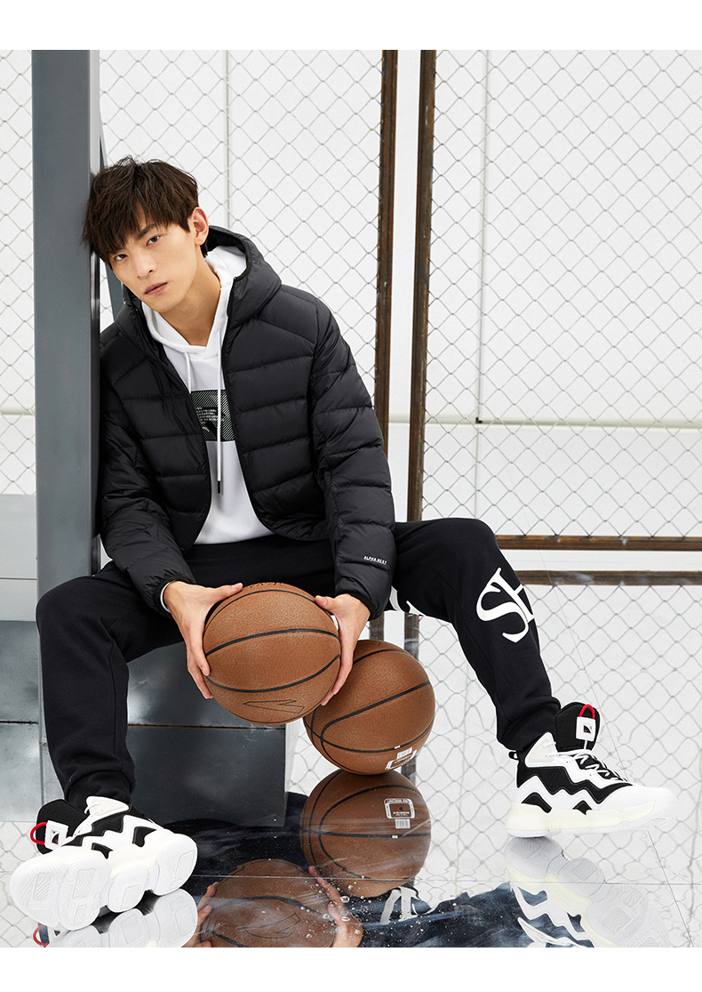 安踏羽绒服男 2020冬季新款连帽男士保暖运动外套防风棉服 苔藓绿-3