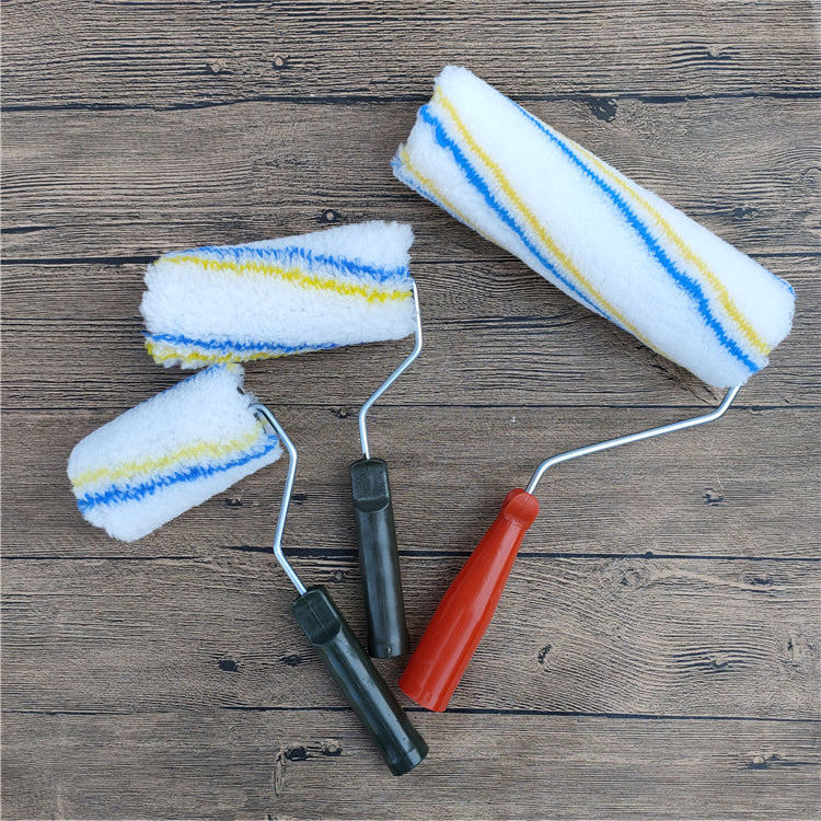 寸乳胶漆刷墙滚筒油漆涂料胶水防水便宜油漆刷子4寸黄蓝滚筒刷一把价