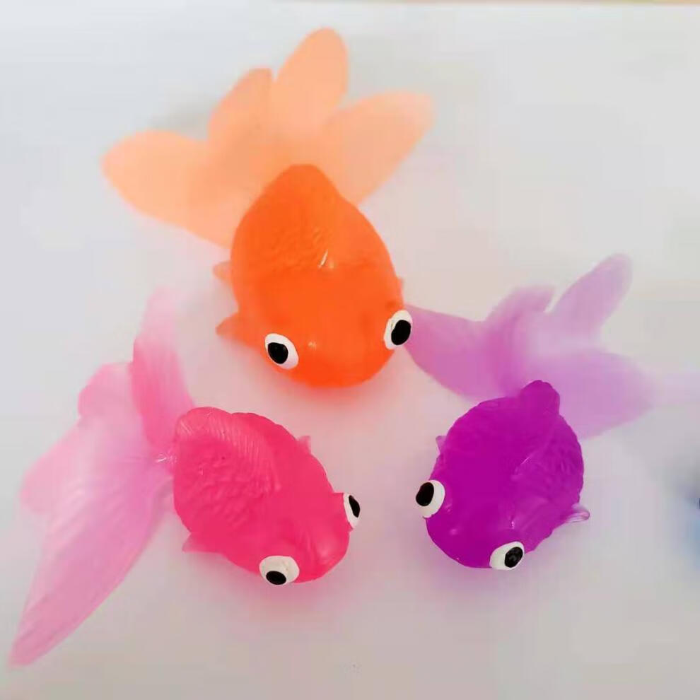 仓梵夏季玩水玩具仿真软胶金鱼洗澡玩具网兜捞鱼哄娃神器6条网