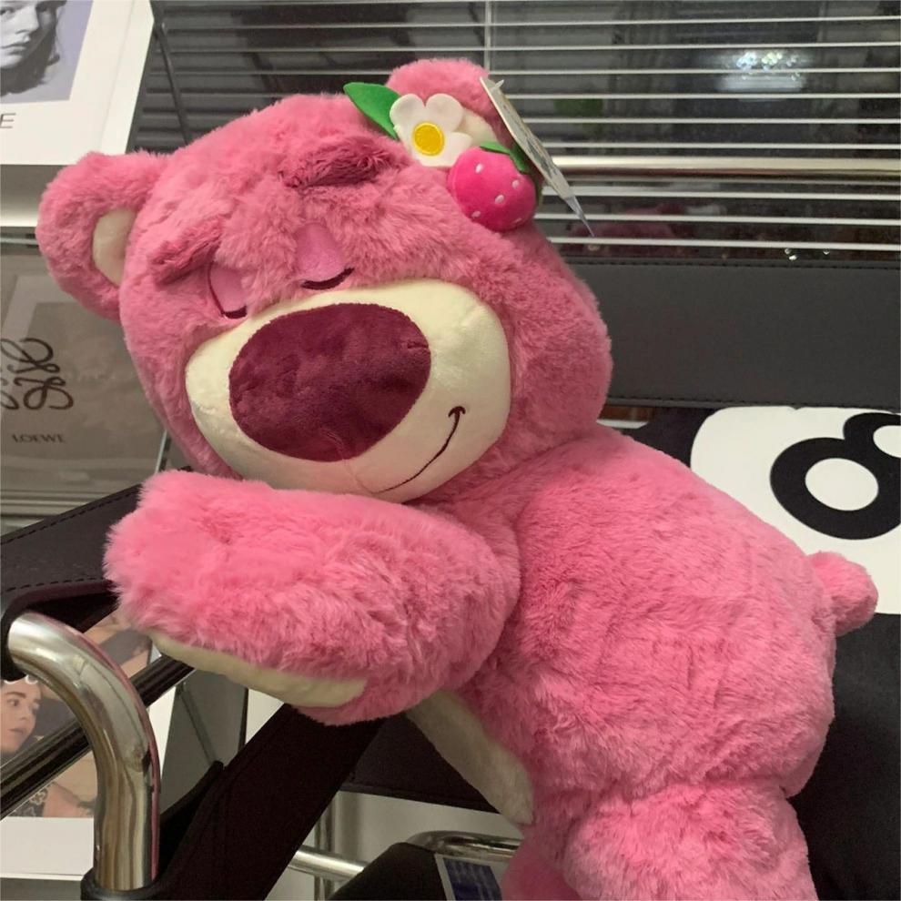 草莓趴趴熊 草莓趴趴熊趴姿抱抱桶睡觉趴枕毛绒玩偶公仔可爱七夕女生