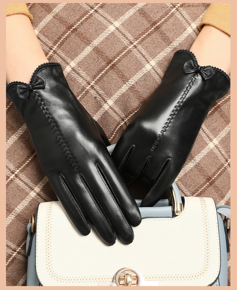 《 轻奢》高档头层羊皮真皮手套女士冬季分指皮手套女触摸屏开车骑车