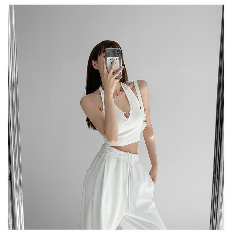 吊带背心女外穿 系脖吊带背心女外穿夏季百搭显瘦性感挂脖露肩短款