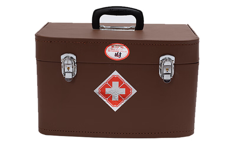 大号皮革医药箱出诊箱老药箱表演皮制收纳箱家用16寸 14寸皮方盖