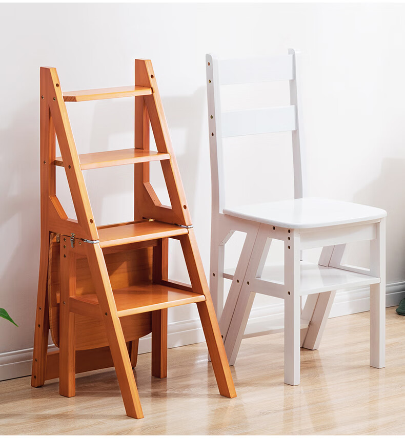双劲实木梯椅家用梯子椅子折叠两用梯凳室内登高踏板楼梯多功能 【免