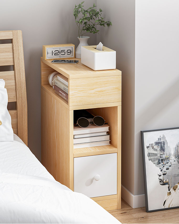 超窄床头柜迷你小型简易款现代简约卧室收纳床边实木色小尺寸柜子简易